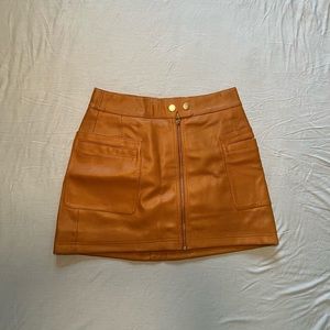 Free People Brown Faux Leather Skirt